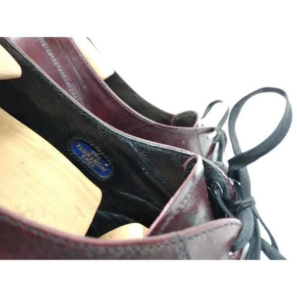 Vintage Florsheim Men\'s Burgundy Leather Apron Toe Oxfords Size 12B